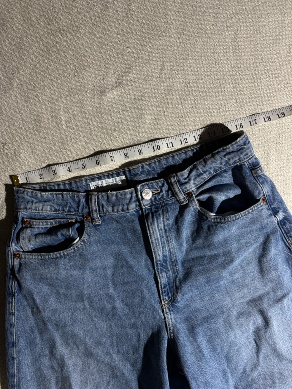 Zara Blue Wide Leg Flare Jeans - Picture 3 of 8